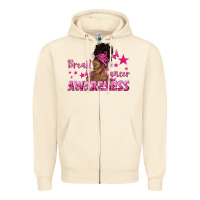 Sandshell Breast Cancer Awareness with Afro Woman Zipper Hoodie - texasbilliewilder