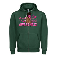 Sports Green Breast Cancer Awareness with Afro Woman Zipper Hoodie - texasbilliewilder