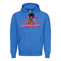 True Royal Breast Cancer Awareness with Afro Woman Zipper Hoodie - texasbilliewilder