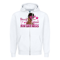 White Breast Cancer Awareness with Afro Woman Zipper Hoodie - texasbilliewilder