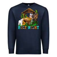 Navy holy nıght cows and sunflowers Premium Sweatshirt - AdoDesignShop