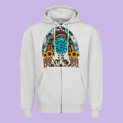 Western Rainbow  Be Kind Zipper Hoodie Designed By Ranaportraitstore
