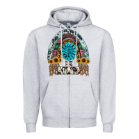 Heather Grey western rainbow  be kind Zipper Hoodie - RanaPortraitStore