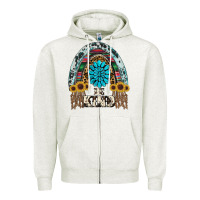 Oatmeal Heather western rainbow  be kind Zipper Hoodie - RanaPortraitStore