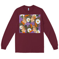 Burgundy easter bunny carrot daisys leopard glitter Long Sleeve Tee - RanaPortraitStore