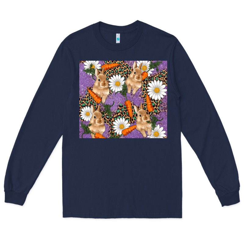 Easter Bunny Carrot Daisys Leopard Glitter Long Sleeve Tee by RanaPortraitStore | Teevron