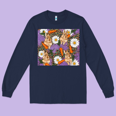 Long Sleeve Tee easter bunny carrot daisys leopard glitter