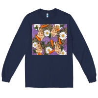 Navy easter bunny carrot daisys leopard glitter Long Sleeve Tee - RanaPortraitStore
