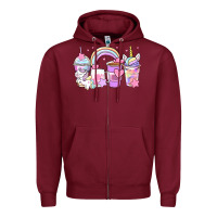 Burgundy unicorn coffee cups Zipper Hoodie - Zillion Design Studio