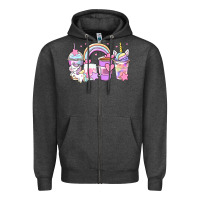 Unicorn Coffee Cups Zipper Hoodie | Teevron