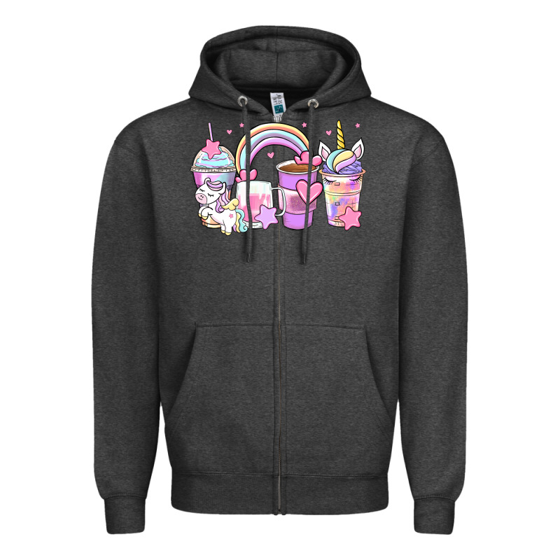 Unicorn Coffee Cups Zipper Hoodie by Zillion Design Studio | Teevron