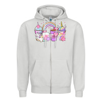 Dove Grey unicorn coffee cups Zipper Hoodie - Zillion Design Studio