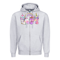 Heather Grey unicorn coffee cups Zipper Hoodie - Zillion Design Studio
