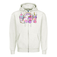 Oatmeal Heather unicorn coffee cups Zipper Hoodie - Zillion Design Studio