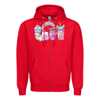 Red unicorn coffee cups Zipper Hoodie - Zillion Design Studio