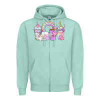 Seafoam unicorn coffee cups Zipper Hoodie - Zillion Design Studio