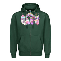 Sports Green unicorn coffee cups Zipper Hoodie - Zillion Design Studio