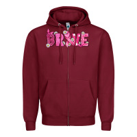 Burgundy Breast Cancer Brave Zipper Hoodie - texasbilliewilder