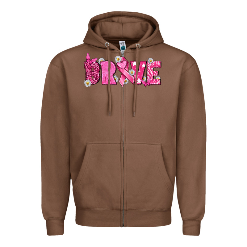 Breast Cancer Brave Zipper Hoodie by texasbilliewilder | Teevron