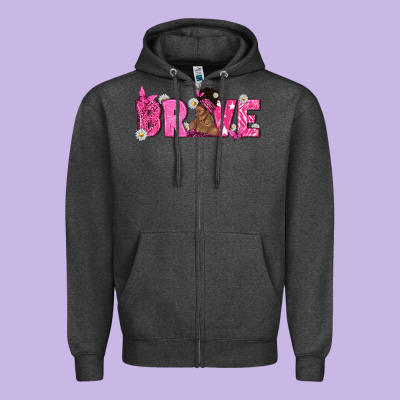 Breast Cancer Brave With Afro Woman Zipper Hoodie Designed By Texasbilliewilder