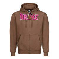 Chestnut Breast Cancer Brave with Afro Woman Zipper Hoodie - texasbilliewilder