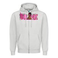 Dove Grey Breast Cancer Brave with Afro Woman Zipper Hoodie - texasbilliewilder