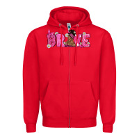 Red Breast Cancer Brave with Afro Woman Zipper Hoodie - texasbilliewilder