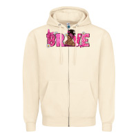Sandshell Breast Cancer Brave with Afro Woman Zipper Hoodie - texasbilliewilder