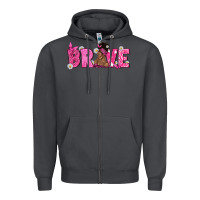 Smoke Breast Cancer Brave with Afro Woman Zipper Hoodie - texasbilliewilder