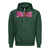 Sports Green Breast Cancer Brave with Afro Woman Zipper Hoodie - texasbilliewilder