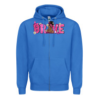 True Royal Breast Cancer Brave with Afro Woman Zipper Hoodie - texasbilliewilder