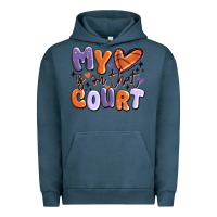 Pigment Midnight Navy my heart is on that court Urban Hoodie - MaliasSmallBusiness