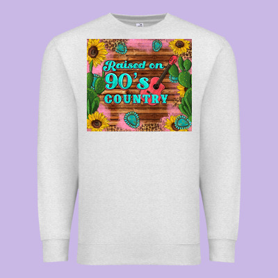 Raised 90's Country Guitar Cactus Sunflower's Premium Sweatshirt Designed By Artiststas