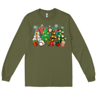Army Green christmas trees with baseball Long Sleeve Tee - Zillion Design Studio