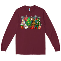 Burgundy christmas trees with baseball Long Sleeve Tee - Zillion Design Studio