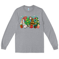Heather Grey christmas trees with baseball Long Sleeve Tee - Zillion Design Studio