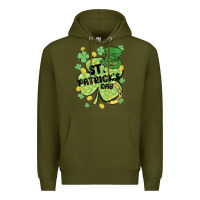 Army Green st. patrick's day shamrock Premium Hoodie - MaliasSmallBusiness