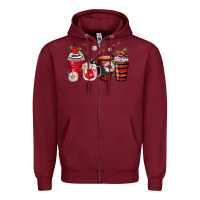 Burgundy ladybug coffee cups Zipper Hoodie - Zillion Design Studio