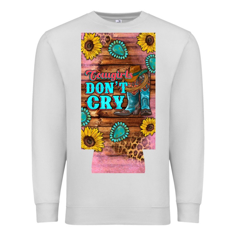 Cowgirls Don't Crty Boots Hat Sunflowers 12 Oz Can Cooler  (slim) Premium Sweatshirt by Artiststas | Teevron