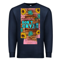 Navy cowgirls don't crty boots hat sunflowers 12 oz can cooler  (slim) Premium Sweatshirt - Artiststas