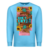 Ocean Blue cowgirls don't crty boots hat sunflowers 12 oz can cooler  (slim) Premium Sweatshirt - Artiststas