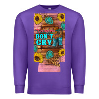 Purple cowgirls don't crty boots hat sunflowers 12 oz can cooler  (slim) Premium Sweatshirt - Artiststas