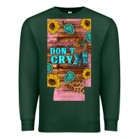 Sports Green cowgirls don't crty boots hat sunflowers 12 oz can cooler  (slim) Premium Sweatshirt - Artiststas