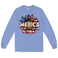 Colony Blue merica with sunflower Long Sleeve Tee - texasbilliewilder