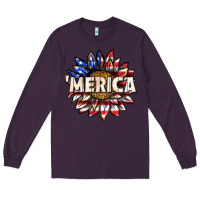 Plum merica with sunflower Long Sleeve Tee - texasbilliewilder
