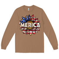 Toasted Coconut merica with sunflower Long Sleeve Tee - texasbilliewilder
