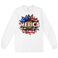 White merica with sunflower Long Sleeve Tee - texasbilliewilder
