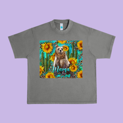 Mama Bear With Sunflowers And Cactus Urban Heavy Tee Designed By Artiststas