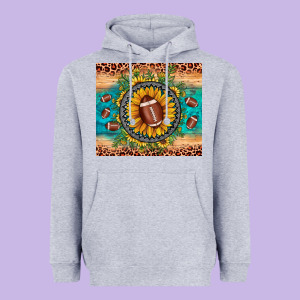 Football Leopard Turquoise Sunflower Heavyweight Hoodie Designed By Jahusdesignshop
