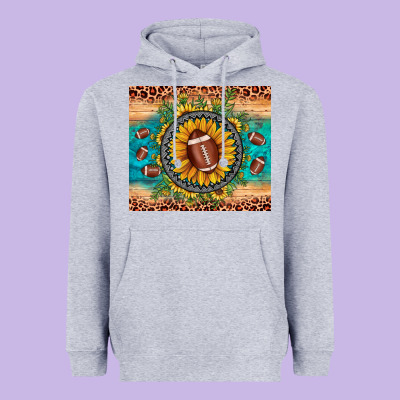 Football Leopard Turquoise Sunflower Heavyweight Hoodie Designed By Jahusdesignshop